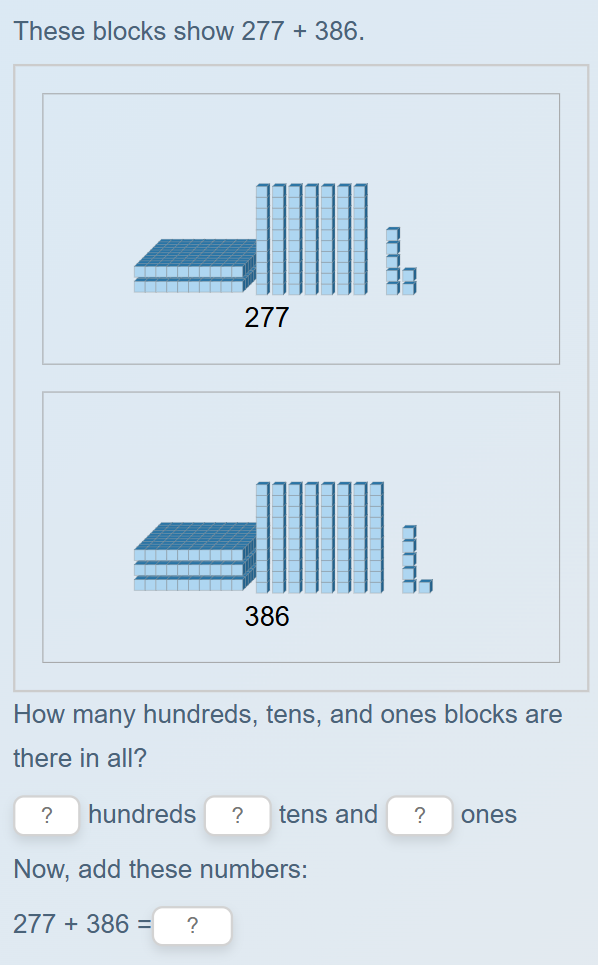 Use models to add three-digit numbers - with regrouping